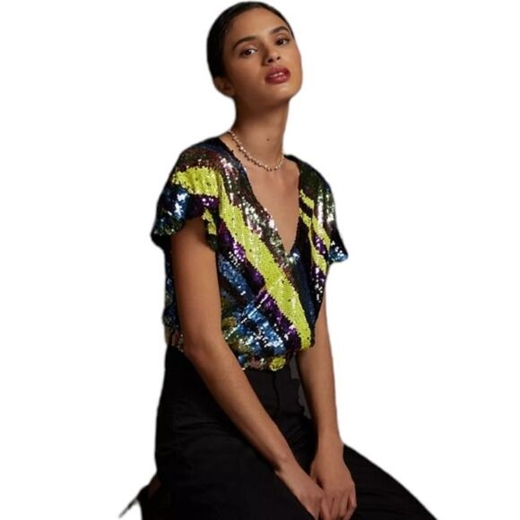 Anthropologie Sequined Surplice   - Picture 3 of 6